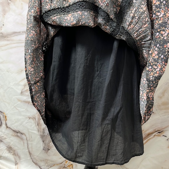 Lucky Brand Floral Dress Tassel Tie Lace Detail Lined Gray / Multi Sz S - Picture 10 of 16